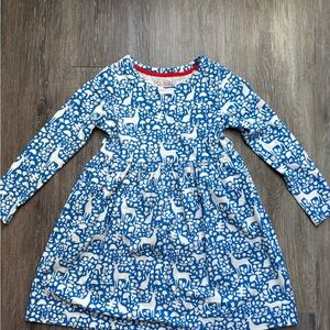 NWT Mini Boden Long Sleeve Jersey Dress in Blue Woodland Print